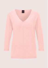 Madeleine Mode Longpullover MADELEINE "Strickpullover Schlichter Baumwollpullover mit V-Ausschnitt", Damen, Gr. 36/38, rosa (puderros&eacute;), Obermaterial: 100% Baumwolle CO., Modern, normal, V-Ausschnitt, Pullover Longpullover