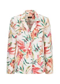 Jackenblazer GOLDNER "Jacquardblazer mit Waffelstruktur", Damen, Gr. 50, bunt (bunt, gemustert), Obermaterial: 81% Polyester PES. 14% Viskose CV. 5% Elasthan EL., tailliert, Blazer Jackenblazer, Jaquardware mit Stretch bedruckt