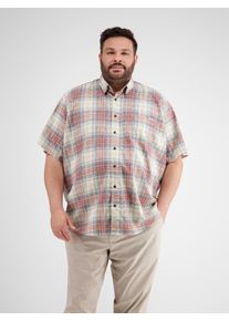 Kurzarmhemd Lerros "Kariertes Halbarmhemd in Gro&szlig;en Gr&ouml;&szlig;en", Herren, Gr. 3XL, extraweit, earth rot, 60% Polyester, 40% Baumwolle, Hemden Kurzarmhemd