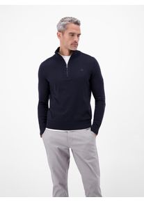 Troyer Lerros "Flachstrickpullover mit Troyerkragen", Herren, Gr. L, classic navy, 100% Baumwolle, ohne Ausschnitt, Pullover Troyer