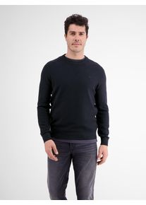 Strickpullover Lerros "Crewneck Strickpullover", Herren, Gr. S, blau (tiefblau), 100% Baumwolle, Pullover Strickpullover