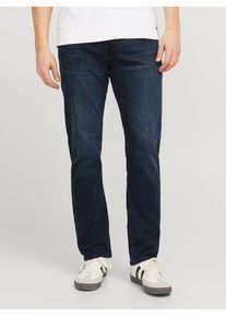 Jack & Jones Regular-fit-Jeans JACK & JONES "JJICLARK im Used-Look, Stretchkomfort und niedrige Leibh&ouml;he", Herren, Gr. 33, L&auml;nge 34, blau (blau, denim), Denim/Jeans, Obermaterial: 98% Baumwolle, 2% Elasthan, Abriebeffekte, regular fit lang, Jeans Regular-fit-Jeans, Baumwollmischung, regular fit