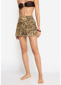 Strandshorts LSCN BY LASCANA, Damen, Gr. 46, N-Gr, leopard print, Cr&ecirc;pe, Obermaterial: 100% Viskose, bedruckt, figurumspielend kurz, Hosen Strandshorts