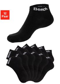 Sportsocken Bench., Damen, Gr. 47-48, schwarz (12x schwarz), Baumwollmischung, unifarben, elastisch, Socken Sportsocken, Tennis Kurzsocken mit Halbfu&szlig;frottee, Topseller