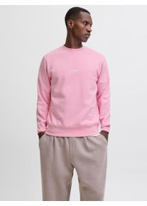Jack & Jones Sweatshirt JACK & JONES "JJESOHO SWEAT CREW NECK NOOS", Herren, Gr. XS, prism pink, angeraute Sweatware, Obermaterial: 80% Baumwolle, 20% Polyester, bedruckt, relaxed fit normal, Rundhals, Rippb&uuml;ndchen, Sweatshirts Sweatshirt, Baumwollmischung, relaxed fit