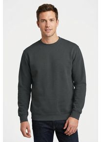 Sweatshirt Fruit of the Loom, Herren, Gr. L (52/54), grau (graphit), angeraute Sweatware, Obermaterial: 80% Baumwolle, 20% Polyester, unifarben, schmal h&uuml;ftlang, Rundhals, Rippb&uuml;ndchen, Sweatshirts Sweatshirt, im unifarbenen Design, Topseller