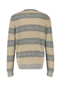 Strickpullover Lerros "Strickpullover mit breitem Streifen", Herren, Gr. XXL, beige (tender beige melange), 100% Baumwolle, Rundhals, Pullover Strickpullover