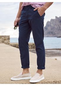 Chinohose Lerros "Sommerliche Chino mit Leinenanteil, RELAX FIT", Herren, Gr. 30, L&auml;nge 34, blau (blau night), 74% Baumwolle, 26% Leinen, Hosen Chinohose