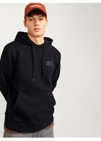 Jack & Jones Kapuzensweatshirt JACK & JONES "JJECORP LOGO SWEAT HOOD NOOS", Herren, Gr. S, schwarz (schwarz detail:small print, schwarz), angeraute Sweatware, Obermaterial: 70% Baumwolle, 30% Polyester, bedruckt, regular fit normal, Rundhals, Rippb&uuml;ndchen, Sweatshirts Kapuzensweatshirt, Baumwollmischung, regular fit