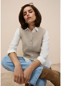 Kurzarmpullover Tamaris, Damen, Gr. 32/34, sand, Strick, Obermaterial: 50% Viskose, 28% Polyester, 22% Polyamid, unifarben, l&auml;ssig geschnitten kurz, Rundhals, Pullover Kurzarmpullover, mit trendigem Schnitt und Knopfleiste, Topseller