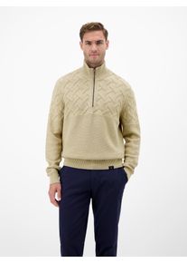 Strickpullover Lerros "Herren-Troyer mit Jacquardmuster", Herren, Gr. XXL, tender beige melange, 100% Baumwolle, ohne Ausschnitt, Pullover Strickpullover