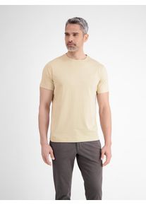 T-Shirt Lerros "Basic T-Shirt mit Logostitck, unifarben", Herren, Gr. S, foam wei&szlig;, 100% Baumwolle, Rundhals, Shirts T-Shirt, Herren T-Shirt, ohne Aufdruck, einfarbig, unifarben, 100% Baumwolle