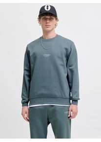 Jack & Jones Sweatshirt JACK & JONES "JJESOHO SWEAT CREW NECK NOOS", Herren, Gr. M, stormy weather, angeraute Sweatware, Obermaterial: 80% Baumwolle, 20% Polyester, bedruckt, relaxed fit normal, Rundhals, Rippb&uuml;ndchen, Sweatshirts Sweatshirt, Baumwollmischung, relaxed fit