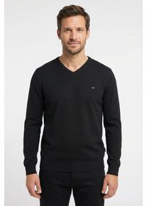 Strickpullover Fynch-Hatton "Fynch-Hatton Pullover mit V-Kragen", Herren, Gr. M (50), grau (anthrazit), Strick, Obermaterial: 100% Baumwolle, unifarben, bequem h&uuml;ftbedeckend, V-Ausschnitt, Flachstrickb&uuml;ndchen, Pullover Strickpullover, aus Baumwolle, mit V-Ausschnitt, bequeme Passform