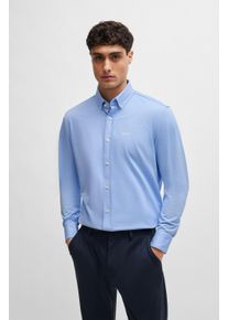 Businesshemd BOSS "JOE", Damen, Gr. 44, N-Gr, light, pastel blau450, Web, Obermaterial: 55% Baumwolle, 45% Polyester, unifarben, regular fit normal, 2-Knopf-Manschette verstellbar, Hemden Businesshemd, mit Button-Down-Kragen, regular fit