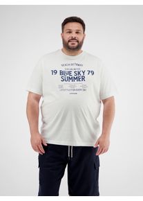 T-Shirt Lerros "T-Shirt mit Brustprint in Gro&szlig;en Gr&ouml;&szlig;en", Herren, Gr. 3XL, wei&szlig; (broken wei&szlig;), 100% Baumwolle, Rundhals, Shirts T-Shirt