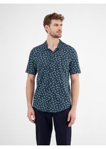 Kurzarmhemd Lerros "Herren Jerseyhemd, floral gemustert", Herren, Gr. XL, Normalgr&ouml;&szlig;en, coastal blau, 100% Baumwolle, Hemden Kurzarmhemd