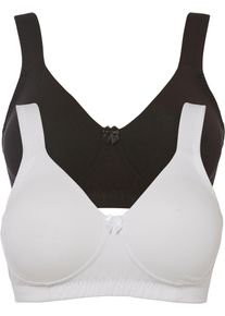 Minimizer-BH bonprix "Minimizer T-Shirt BH ohne B&uuml;gel mit Baumwolle (2er Pack)", Damen, Gr. 105, Cup D, schwarz (schwarz, wei&szlig;), Obermaterial: 95% Baumwolle, 5% Elasthan. Futter: 95% Baumwolle, 5% Elasthan, BHs Minimizer-BH, b&uuml;gelloses Design, f&uuml;r den Alltag, klassische Passform