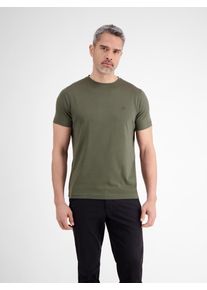T-Shirt Lerros "Basic T-Shirt mit Logostitck, unifarben", Herren, Gr. S, nordic olive, 100% Baumwolle, Rundhals, Shirts T-Shirt, Herren T-Shirt, ohne Aufdruck, einfarbig, unifarben, 100% Baumwolle