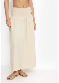Maxirock LSCN BY LASCANA, Damen, Gr. 42, creme, Web, Obermaterial: 100% Baumwolle, unifarben, figurumspielend kn&ouml;chelfrei, R&ouml;cke Maxirock