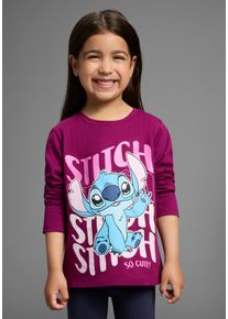 Langarmshirt Kidsworld "STITCH - Disney Shirt", M&auml;dchen, Gr. 116/122, beere, Single Jersey, Obermaterial: 100% Baumwolle, bedruckt, Basic normal, Rundhals, Shirts Langarmshirt, Disney STITCH