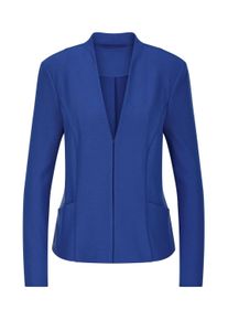 Jackenblazer GOLDNER "Viskoseblazer in Piqu&eacute;-Optik", Damen, Gr. 44, blau (royalblau), Obermaterial: 60% Viskose CV. 35% Polyamid PA. 5% Elasthan EL., figurumspielend, Blazer Jackenblazer, figurschmeichelder Schnitt