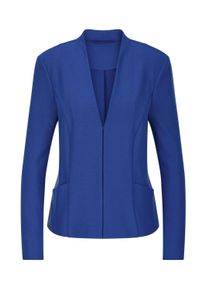 Jackenblazer GOLDNER "Viskoseblazer in Piqu&eacute;-Optik", Damen, Gr. 40, blau (royalblau), Obermaterial: 60% Viskose CV. 35% Polyamid PA. 5% Elasthan EL., figurumspielend, Blazer Jackenblazer, figurschmeichelder Schnitt