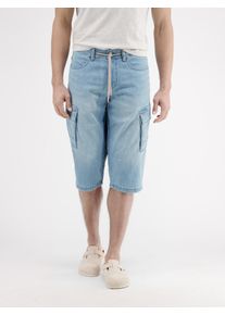 Bermudas Lerros "Long-Bermuda f&uuml;r Herren", Herren, Gr. 40, blau (light blau used wash), 99% Baumwolle, 1% Elasthan, Hosen Bermudas