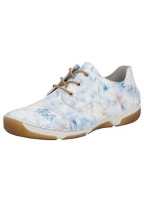 Sneaker Rieker, Damen, Gr. 43, wei&szlig;, blau, Lederimitat, Schuhe Sneaker, Schn&uuml;rschuh, Halbschuh, Casual-Schn&uuml;rer mit softer Innensohle