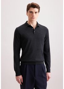 Polokragenpullover Seidensticker "Schwarze Rose", Herren, Gr. XXL, grau, 100% Wolle, unifarben, regular fit, Pullover Polokragenpullover, 1/1 Kragen Uni