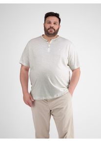 Henleyshirt Lerros "Unifarbenes Serafino-Shirt in Gro&szlig;en Gr&ouml;&szlig;en", Herren, Gr. 5XL, wei&szlig; (broken wei&szlig;), 100% Baumwolle, Rundhals, Shirts Henleyshirt