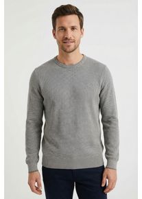 Strickpullover Lerros, Herren, Gr. XL, basalt grau, Strick, Obermaterial: 100% Baumwolle, unifarben, normal h&uuml;ftbedeckend, Rundhals, B&uuml;ndchen, Pullover Strickpullover, mit Logo-Stickerei und aus reiner Baumwolle