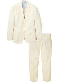 Anzug bonprix "Anzug aus luftigem Leinen-Mix (2-tlg.Set), Regular Fit", Herren, Gr. 58, N-Gr, beige (sandbeige), Web, Obermaterial: 55% Leinen, 45% Baumwolle. Futter: 100% Polyester, unifarben, festlich, regular fit, Anz&uuml;ge Anzug, zweiteiliges Set mit Sakko und Hose, aus Leinen und Baumwolle