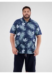 Poloshirt Lerros "Herren-Poloshirt, floral gemustert in Gro&szlig;en Gr&ouml;&szlig;en", Herren, Gr. 3XL, blau (classic navy), 100% Baumwolle, ohne Ausschnitt, Shirts Poloshirt