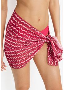 Strandrock LSCN BY LASCANA, Damen, Gr. 1, pink waves, Chiffon, Obermaterial: 100% Polyester, bedruckt, figurumspielend kurz, R&ouml;cke Strandrock, kurzer Wickelrock aus Chiffon