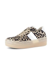 Plateausneaker Gabor, Damen, Gr. 40, hellbraun, Nappaleder, Veloursleder, Schuhe Plateausneaker, Freizeitschuh, Halbschuh, Schn&uuml;rschuh mit transparenter Laufsohle