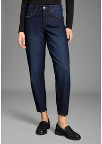Comfort-fit-Jeans Arizona, Damen, Gr. 46, N-Gr, dunkelblau used, Denim/Jeans, Obermaterial: 82% Baumwolle, 17% Polyester, 1% Elasthan, unifarben, bequem kn&ouml;chellang, Jeans Comfort-fit-Jeans, weite Beinform mit schmalem Abschluss, kn&ouml;chellanger Schnitt, Topseller