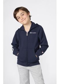 Kapuzensweatjacke Champion "ICONS CONTRAST Full Zip Hoodie", Jungen, Gr. M (140/146), schwarz (nny), Obermaterial: 73% Baumwolle, 27% Polyester, Sweatjacken Kapuzensweatjacke