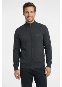 Strickjacke Fynch-Hatton, Herren, Gr. XXL (56/58), grau (dunkelgrau), Strick, Obermaterial: 100% Baumwolle, unifarben, bequem h&uuml;ftbedeckend, Rundhals, eingesetzt B&uuml;ndchen, Strickjacken Strickjacke, bequeme Passform, mit Stehkragen, mit Eingrifftaschen, Topseller