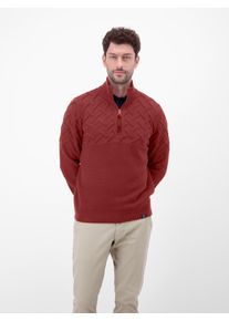 Strickpullover Lerros "Herren-Troyer mit Jacquardmuster", Herren, Gr. M, maple rot, 100% Baumwolle, ohne Ausschnitt, Pullover Strickpullover