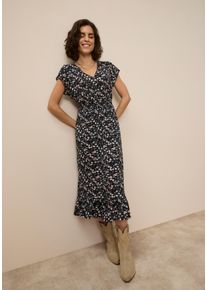 Sommerkleid Laura Scott, Damen, Gr. 46, N-Gr, schwarz (schwarz, gebl&uuml;mt), Single Jersey, Obermaterial: 95% Viskose, 5% Elasthan, gebl&uuml;mt, l&auml;ssig geschnitten ca. Mitte Wade, V-Ausschnitt, angeschnitten, Kleider Sommerkleid, femininer Stil, f&uuml;r entspannte Tage, aus elastischem Single Jersey, Topseller