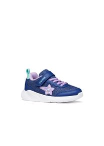 Sneaker Geox "J SPRINTYE GIRL", M&auml;dchen, Gr. 31, blau, lila, Lederimitat, Textil, Glitzer, Schuhe Sneaker, Slipper mit sch&ouml;nen Glitzerdetails, Gr&ouml;&szlig;enschablone zum Download