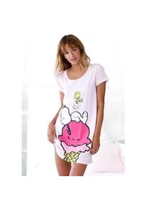 Sleepshirt PEANUTS, Damen, Gr. 44/46, N-Gr, rosa, Single Jersey, Obermaterial: 100% Baumwolle, bedruckt, loose fit kurz, Rundhals, eingesetzt, Kleider Sleepshirt, mit gro&szlig;em Snoopy-Motiv