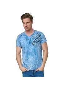 T-Shirt Rusty Neal, Damen, Gr. S, blau, 100% Baumwolle, bedruckt, normal, Rundhals, Shirts T-Shirt, im coolen Used-Look-Design