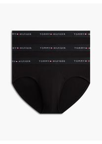 Slip "3P BRIEF DTM", Herren, Gr. XXL (56), 3 Stk., schwarz, schwarz, schwarz, Jersey, Obermaterial: 95% Baumwolle, 5% Elasthan, Tommy Hilfiger Underwear, k&ouml;rpernah, Unterhosen Slip, mit Logo-Elastikbund