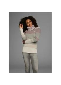 Rollkragenpullover Kangaroos, Damen, Gr. 32/34, beige (beige, rosa), Strick, Obermaterial: 50% Baumwolle, 50% Polyacryl, gestreift, meliert, figurbetont h&uuml;ftlang, Rippb&uuml;ndchen, Pullover Rollkragenpullover, gestreift mit hohem Stehkragen