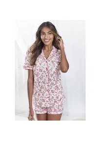 Shorty s.Oliver, Damen, Gr. 32/34, beige (ecru), Single Jersey, Obermaterial: 50% Baumwolle, 50% Viskose, klassisch kurz, V-Ausschnitt, eingesetzt,mit Paspel Manschette, Homewear-Sets Shorty, mit Knopfleiste und Brusttasche