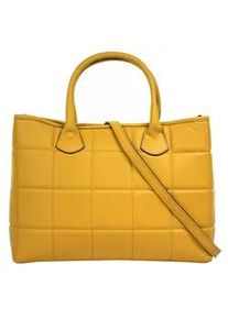 Henkeltasche CLUTY, Damen, Gr. B/H/T: 32cm x 27cm x 10cm onesize, gelb, Leder, unifarben, Taschen, echt Leder, Made in Italy