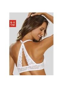 Schalen-BH Lascana "Premium Dessous", Damen, Gr. 100, Cup B, wei&szlig;, Spitze, Obermaterial: 85% Polyamid (TACTEL), 15% Elasthan (LYCRA), BHs Schalen-BH, mit wundersch&ouml;nem Spitzenr&uuml;cken und Vorderverschluss, Dessous
