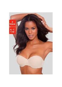 Schalen-BH Petite Fleur, Damen, Gr. 80, Cup B, beige (caramel, wei&szlig;), Jersey, Obermaterial: 93% Baumwolle, 7% Elasthan, Basic, BHs Schalen-BH, mit abnehmbaren Tr&auml;gern aus Baumwolle